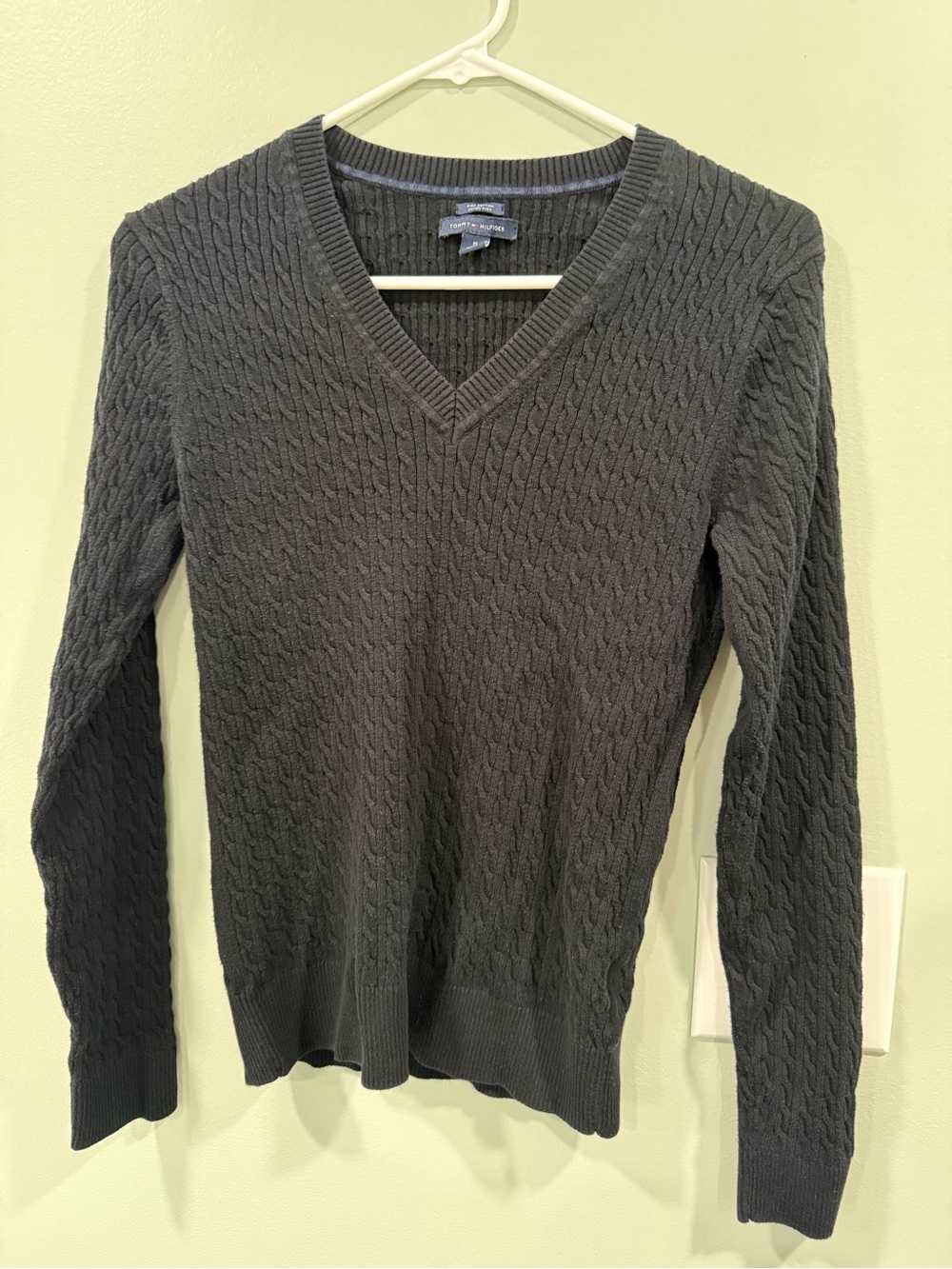 Tommy Hilfiger Dark Charcoal Ribbed V-Neck Sweater